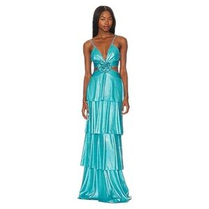 NWOT Line & Dot Prism Dress in Turquoise